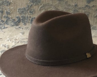 Brown Wool Fedora Hat Wide Brim Hat 
