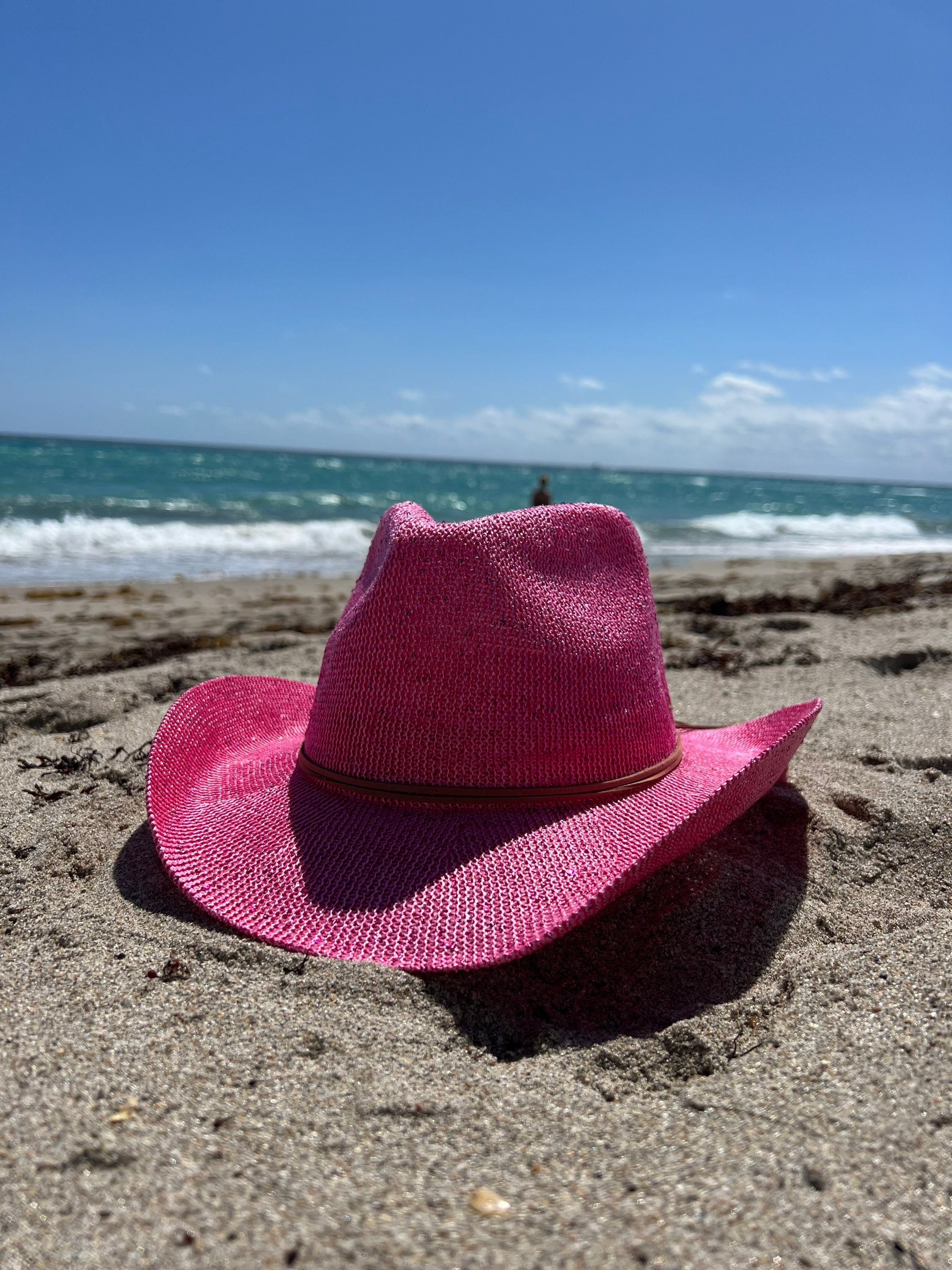 Tianbi Pinker Cowboyhut für Damen, Filz-Western-Cowboyhut mit Halsband,  Krone, rosa Cowgirl-Hut, Cosplay-Party-Kostüm-Zubehör, Spielverkleiden für