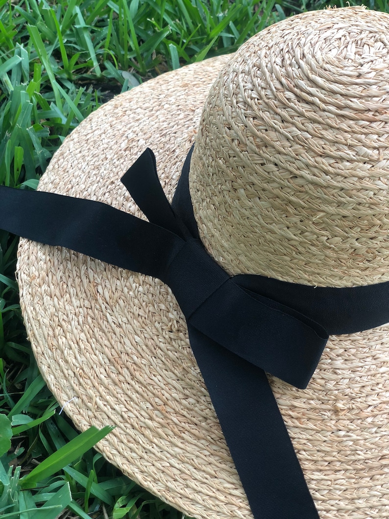 Wide Brim Raffia Hat Hat With Bow Straw Hat Sun Hat Summer Etsy