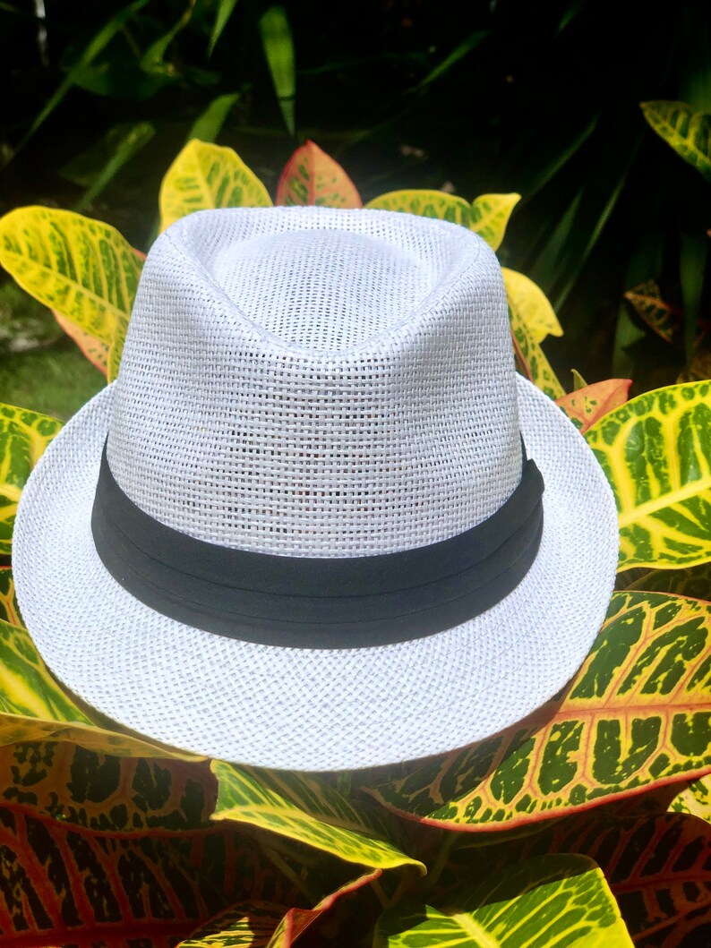 White Fedora Hat Classic Fit Fedora Black Band Fedora Jazz Etsy