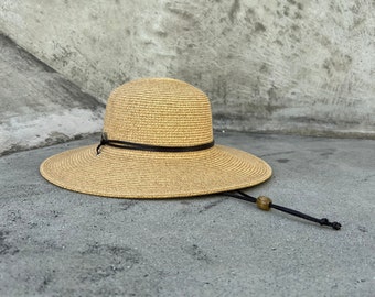 Wide brim hat, hat with chin cord, summer hat, hat for women, oversized hat, wide brim hat, sun hat, chin strap hat, hat women