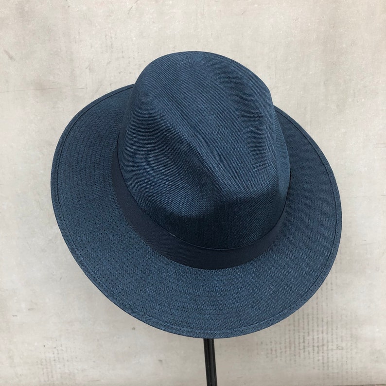 Blue Panama Hat Sturdy Hat Stiff Brim Hat for Men Hat for | Etsy