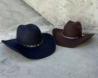 black cowboy hat, brown cowboy hat, country hat, western hat, rodeo hat, wild west hat, vintage cowboy hat, cowgirl hat, cowboy hat for men