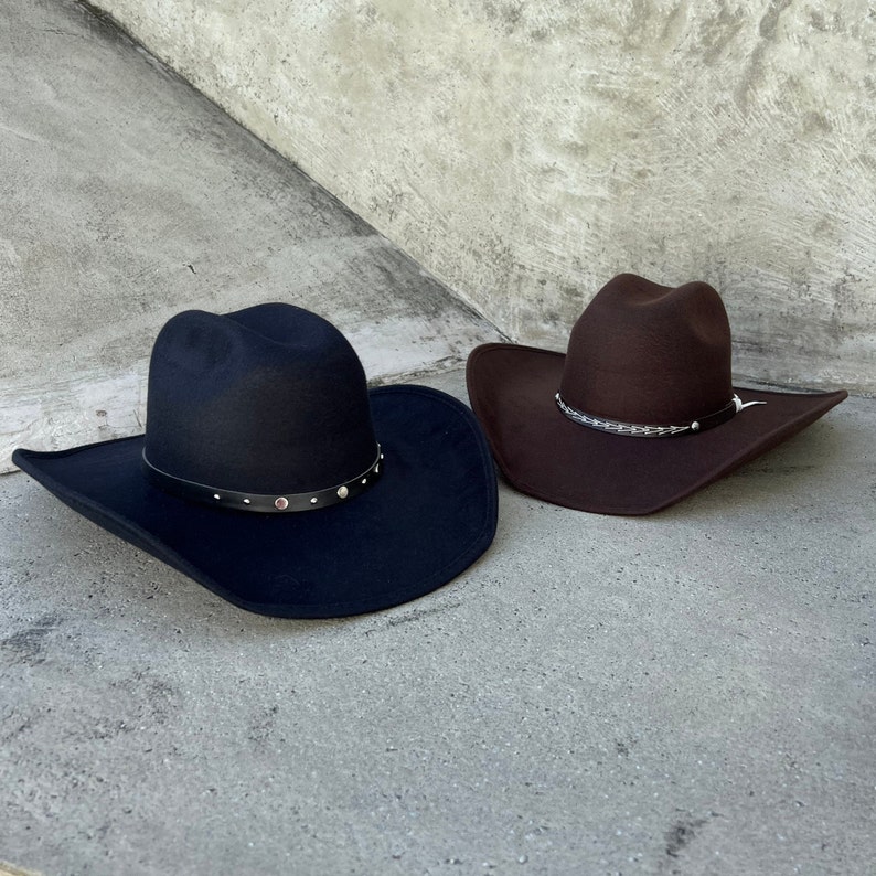 black cowboy hat, brown cowboy hat, country hat, western hat, rodeo hat, wild west hat, vintage cowboy hat, cowgirl hat, cowboy hat for men image 1