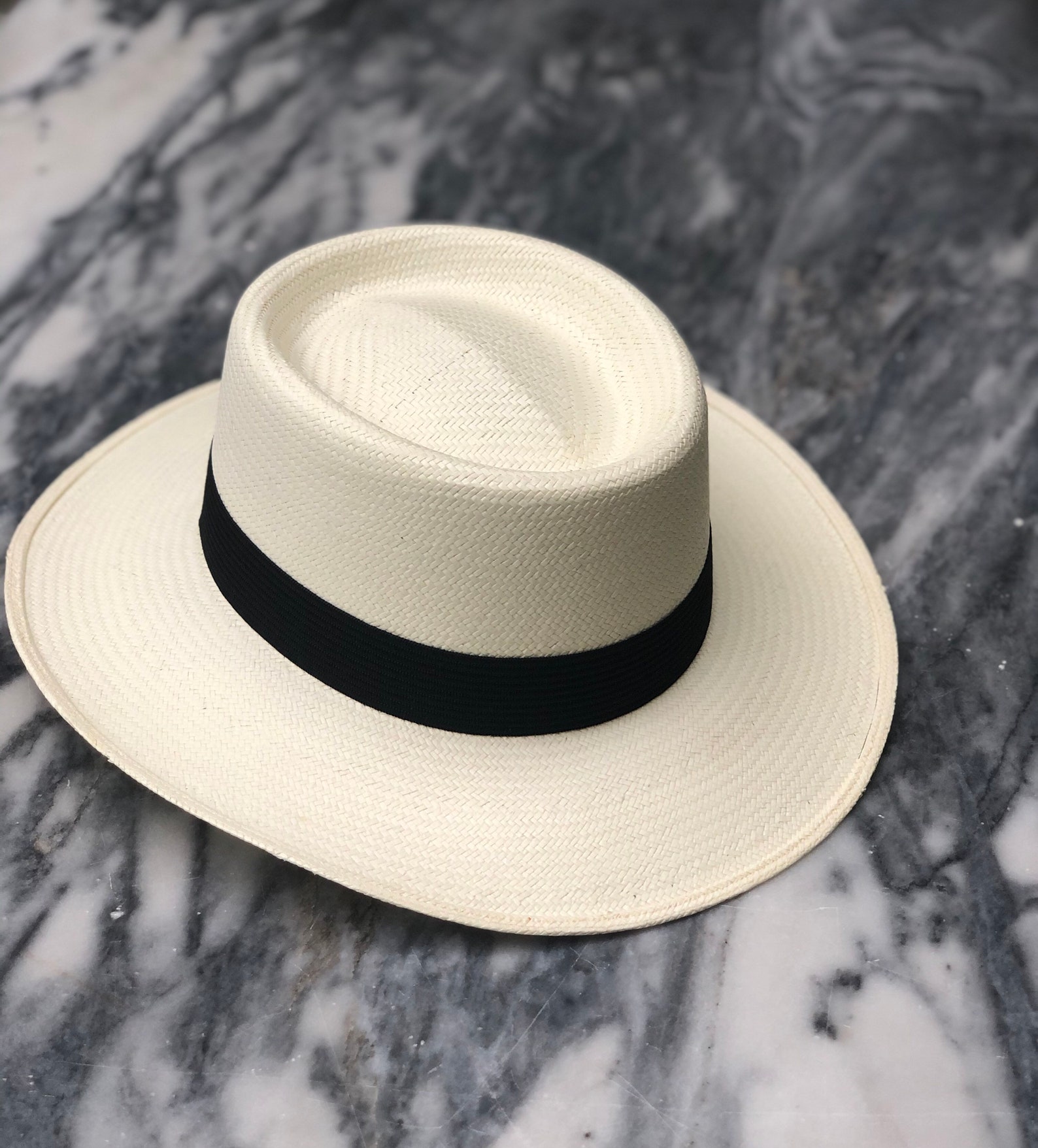 Boater hat gambler hat Panama hat flat top hat fashion | Etsy