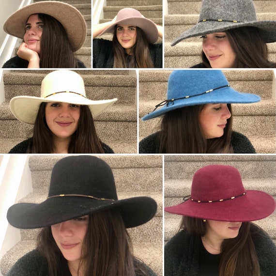 Sombrero de lana para mujer, sombrero de ala ancha flexible, sombrero de  invierno, sombrero para mujer