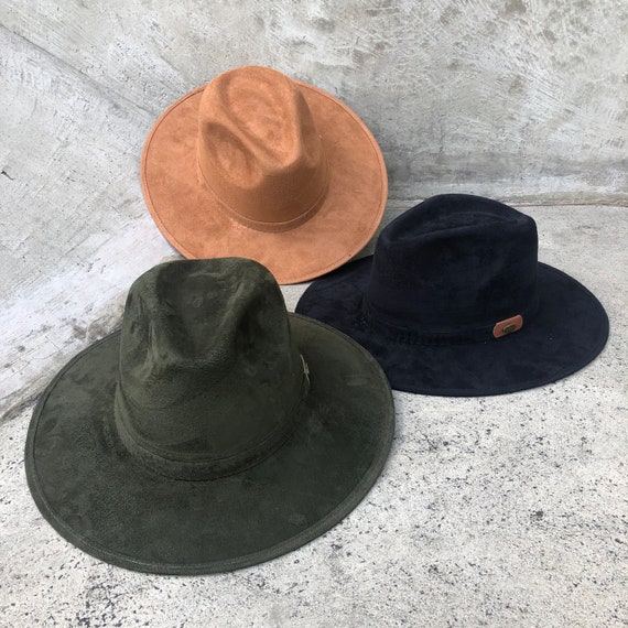 Wide Brim Hat, Suede Hat, Wide Brim Fedora, Oversized Hat, Panama