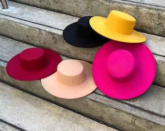 Fedora hat, boater hat, wide brim fedora, oversized hat, bolero hat, flat brim hat, fedora men, fedora for women, stylish hat, gambler hat