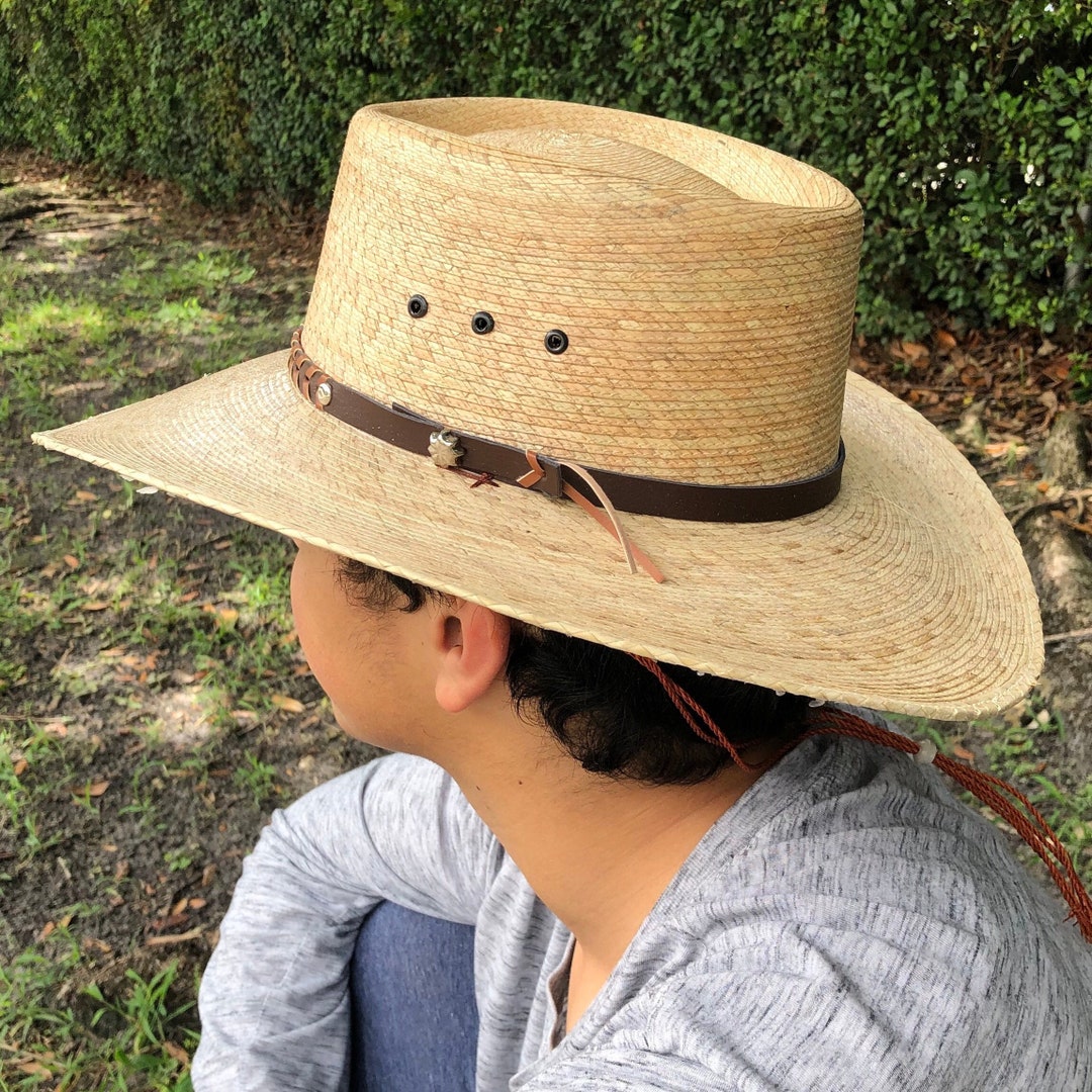 Sombrero de palma rígido sombrero de ala ancha - Etsy México