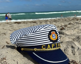 Captain hat, nautical captain’s hat, skipper hat, yacht hat, sailor hat, nauti hat, crew hat