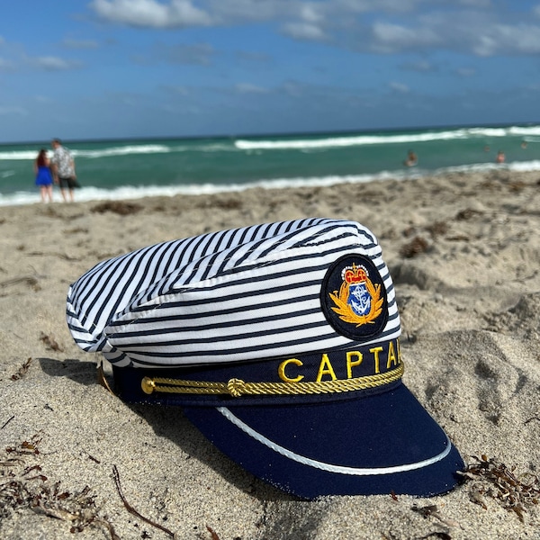 Captain hat, nautical captain’s hat, skipper hat, yacht hat, sailor hat, nauti hat, crew hat