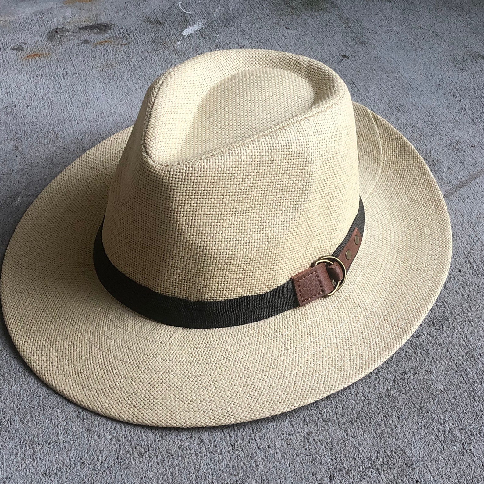 Panama hat style with curve brim gray hatband hats for men | Etsy