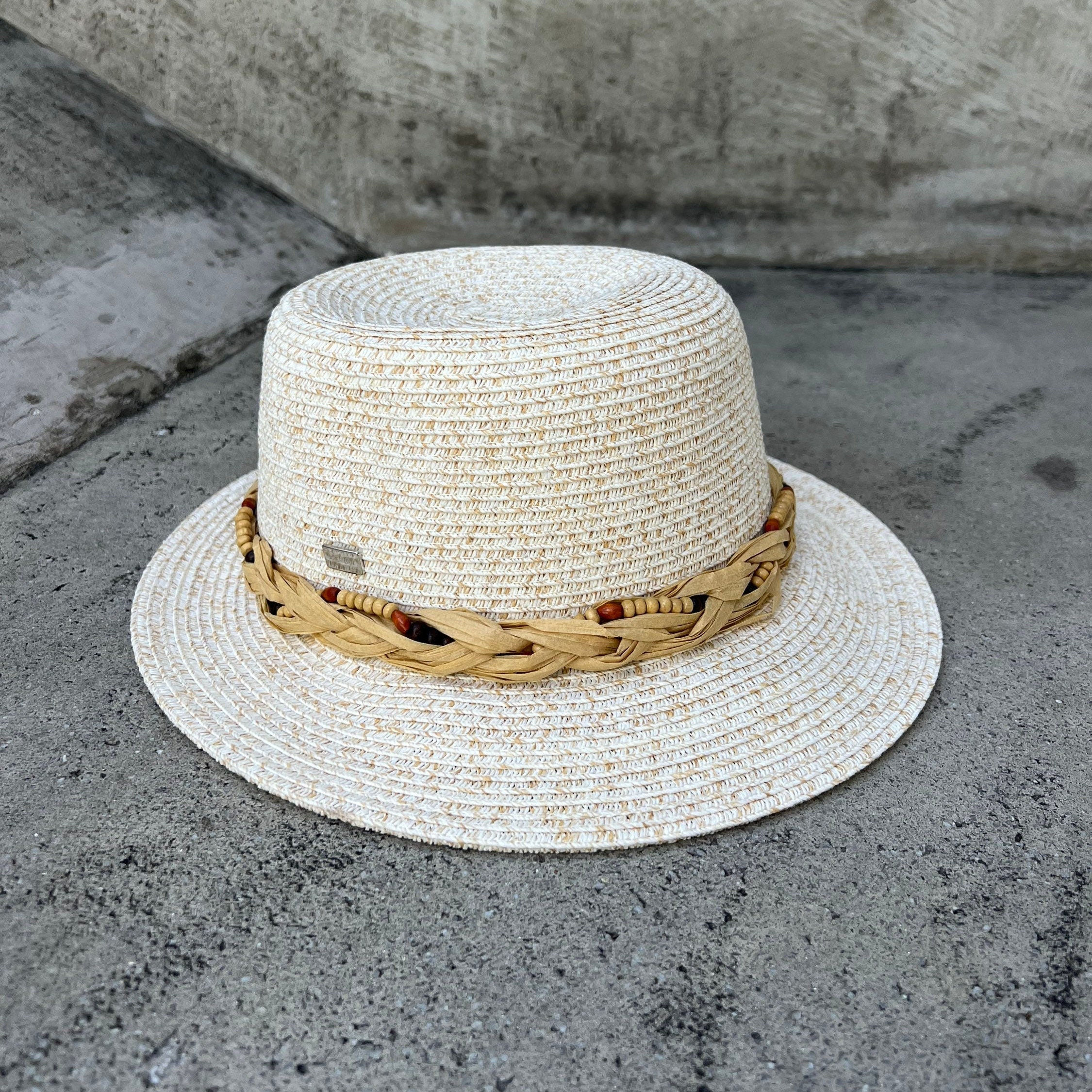 White Canvas Straw Trilby Hat for Men Unisex Short Brim Hat Fedora Hat  Fedora Hat Pork Pie Trilby Summer Hat Canvas Fedora Hat unisex 