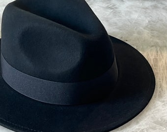 Black wool fedora Hat, wool hat, wide brim hat, fashion hat, winter hat, fall hat, Women hat, dress hat, black hat, mens fedora