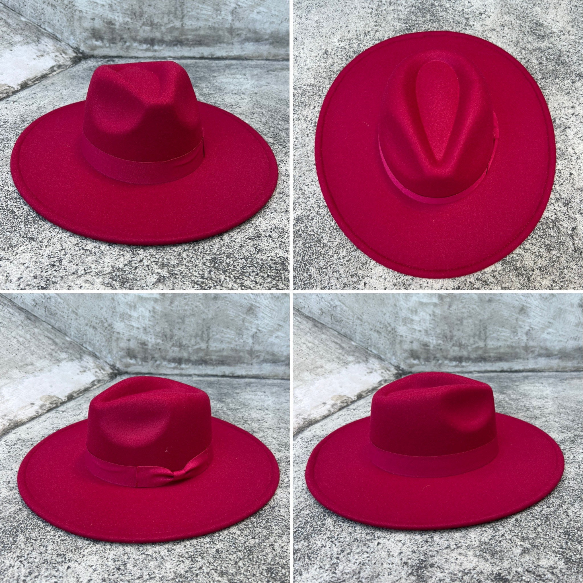 Fedora Hat Wide Brim Hat Vegan Felt Hat Flat Brim Hat Same Etsy