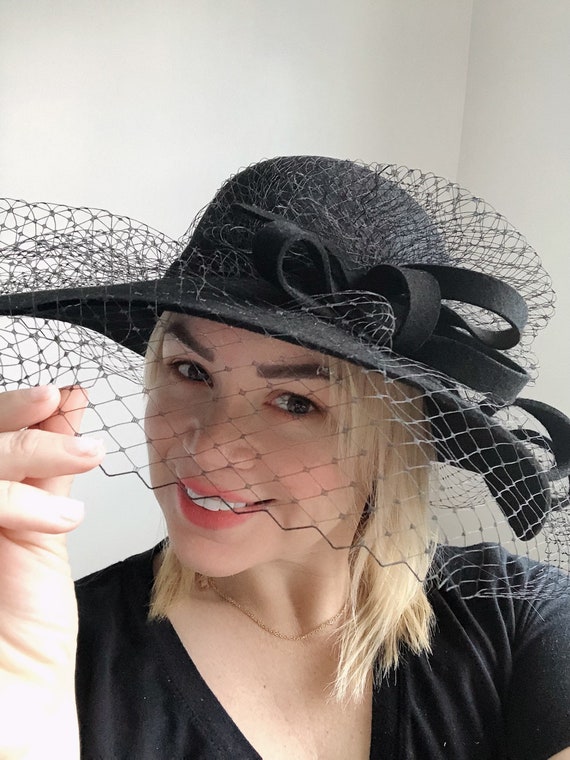 Mesh Net Derby Hat Wide Brim Floppy 