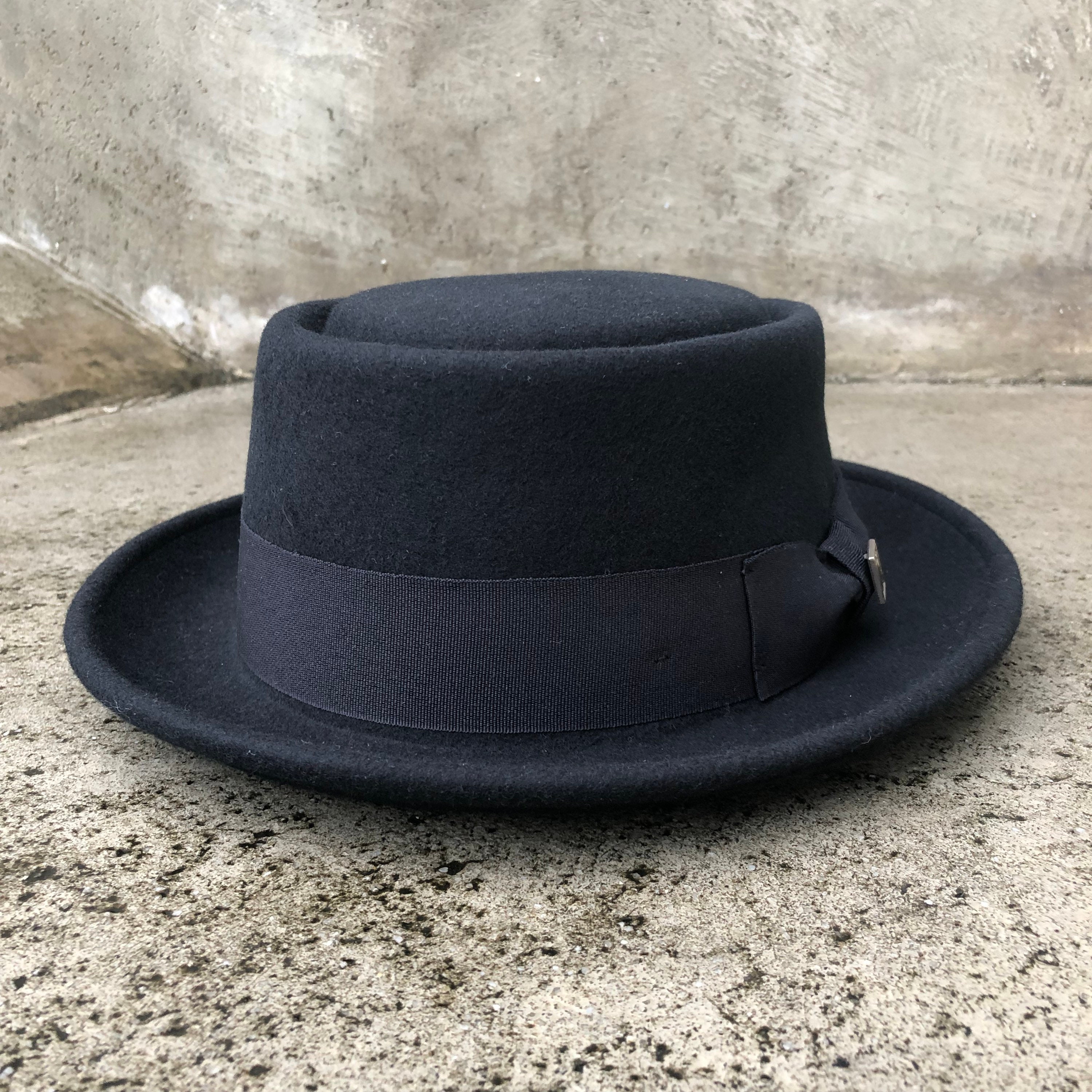 Black Boater Hat Fedora Hat up Brim Hat 