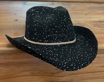 Cowboy Hat, Black Cowboy Hat With Sequin, Country Hat, Western Hat