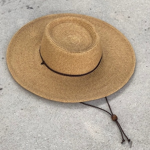 Wide brim boater hat, gambler hat, hat with chin cord, summer hat, hat for women, oversized hat, wide brim hat, sun hat, chin cord hat