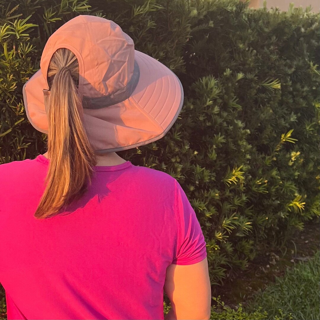 Outdoor Hat With Chin String, Ponytail Hat, Hiking Hat, Sun Hat, Bucket