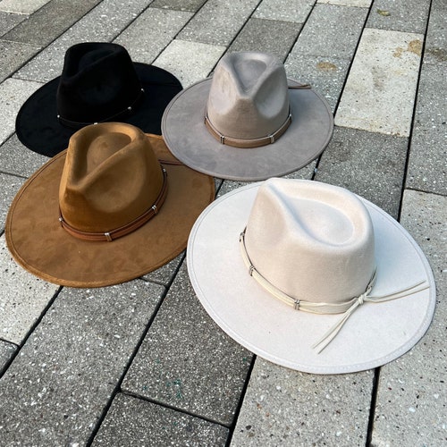 Fedora Hat Wide Brim Hat Vegan Faux Hat 