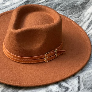Brown Fedora Hat Wide Brim Hat Vegan 