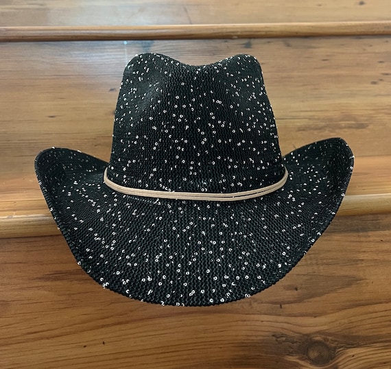 Cowboy Hat, Black Cowboy Hat With Sequin, Country Hat, Western Hat