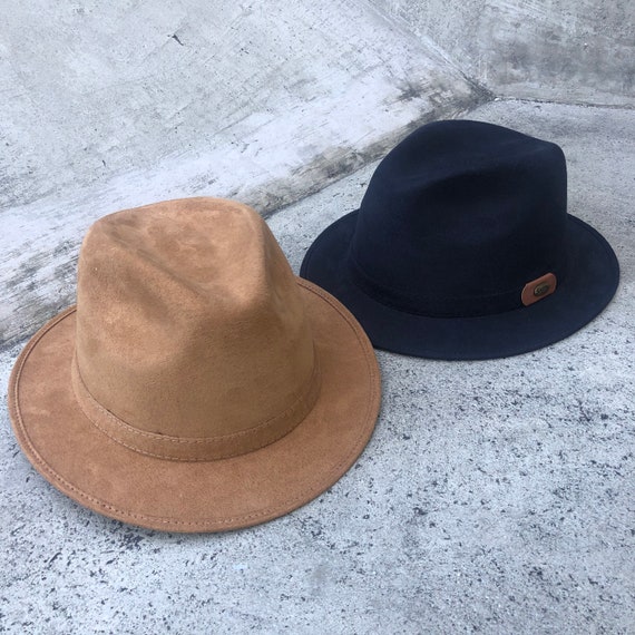 Fedora Suede Hat Short Brim Fedora 