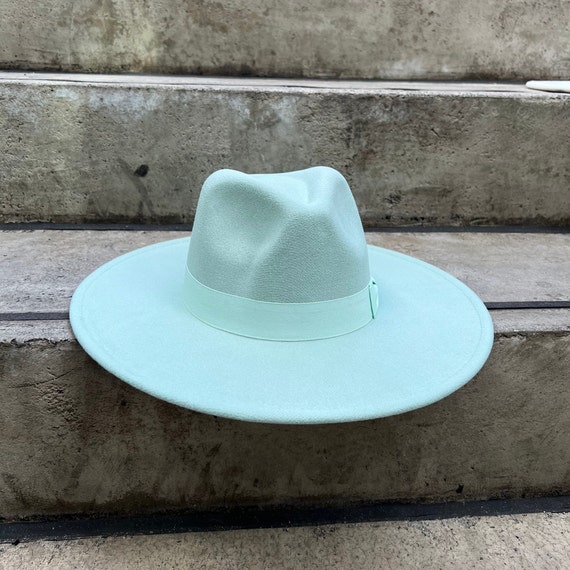 Fedora Hat Mint Fedora Wide Brim Hat 