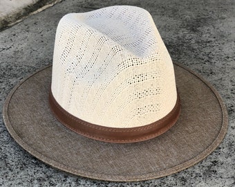 Panama hat, mixed texture hat, safari hat, fedora hat, handmade hat, hats for men, hats for women, fashion hat, summer beach hat, sun hat