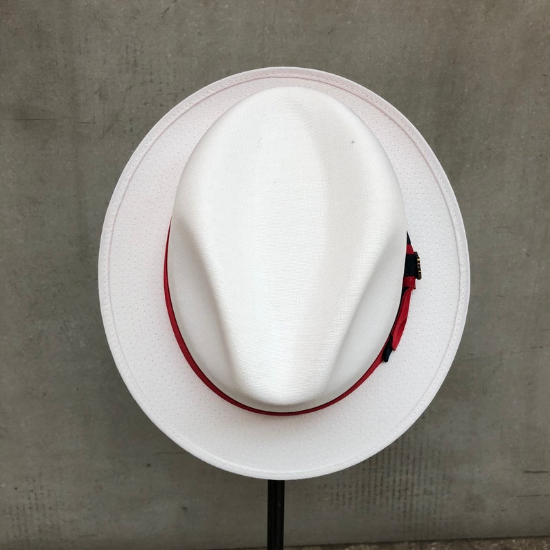 white fedora hat with red band