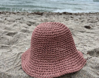 Bucket Hat women, crochet straw foldable hat, packable hat, fashion summer hat, beach hat, Women hat, sun hat, gardening hat, vacation hat