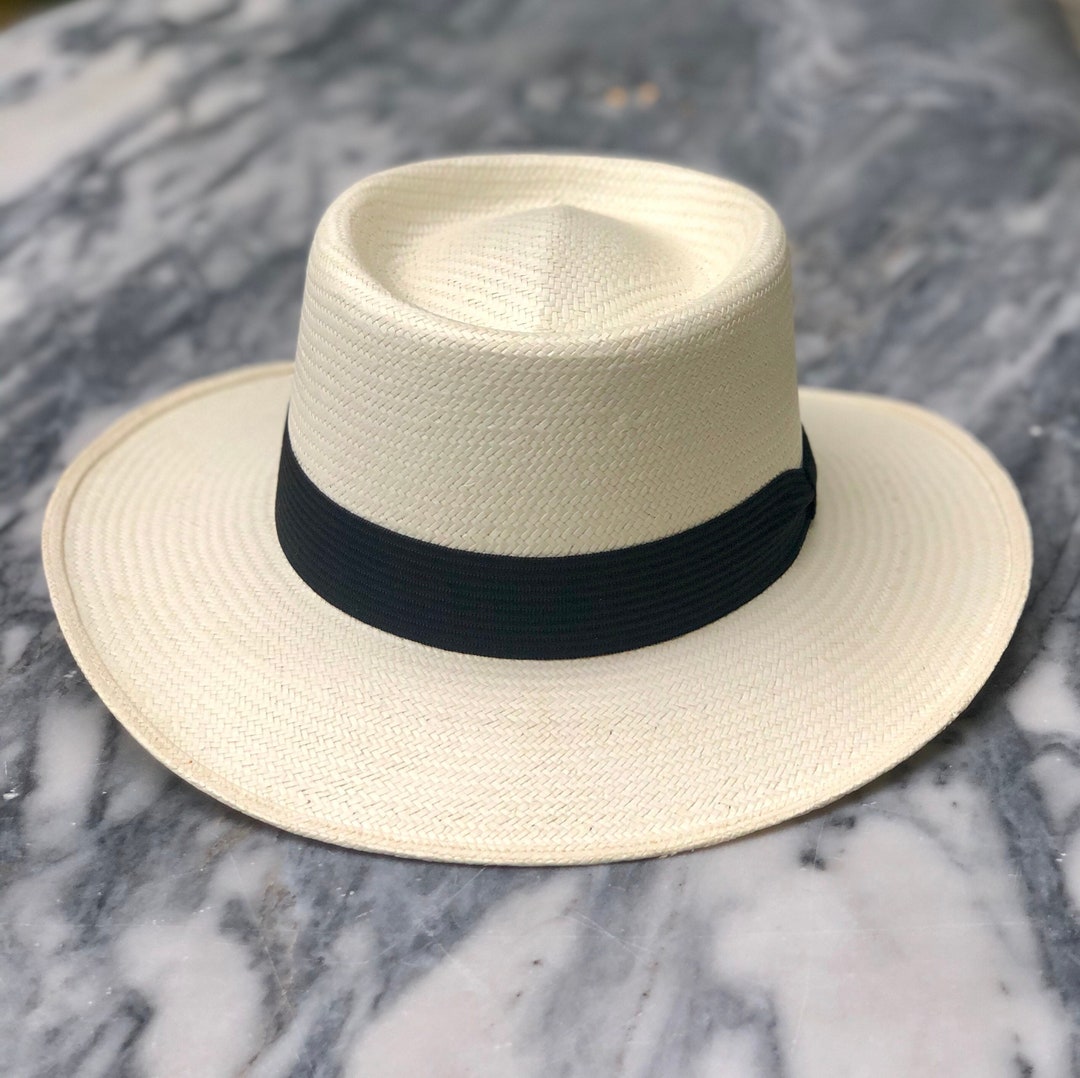 Boater Hat Straw Hat Bolero Hat Gambler Hat Flat Top Hat - Etsy
