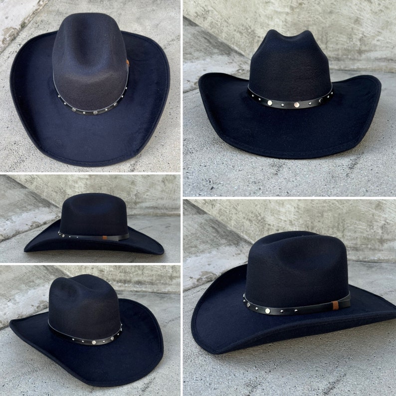 black cowboy hat, brown cowboy hat, country hat, western hat, rodeo hat, wild west hat, vintage cowboy hat, cowgirl hat, cowboy hat for men image 2