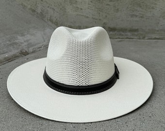 Panama hat, white wide brim hat, safari hat, fedora hat, hats for men, hats for women, fashion summer hat, beach hat, unisex hat, stiff hat