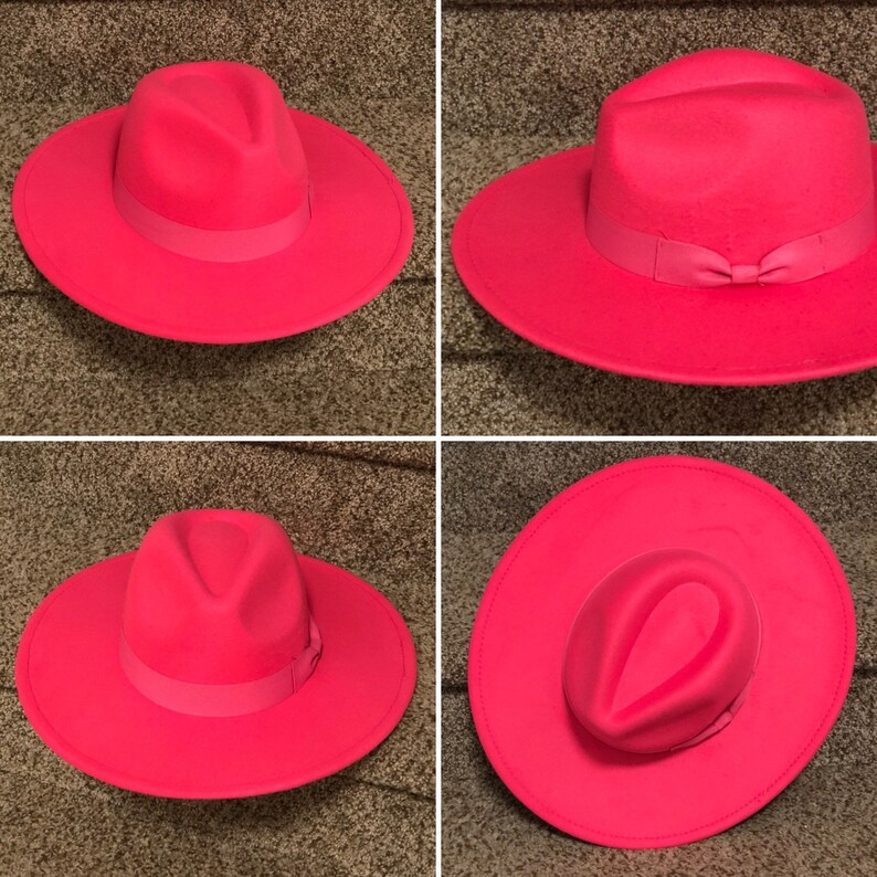 Fedora Hat Wide Brim Hat Felt Hat Flat Brim Hat Stiff Etsy