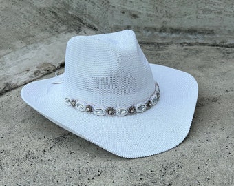 White cowboy hat women, cowboy hat, country hat, western hat, rodeo hat, wild west hat, vintage cowboy hat, cowboy hat rhinestone trim