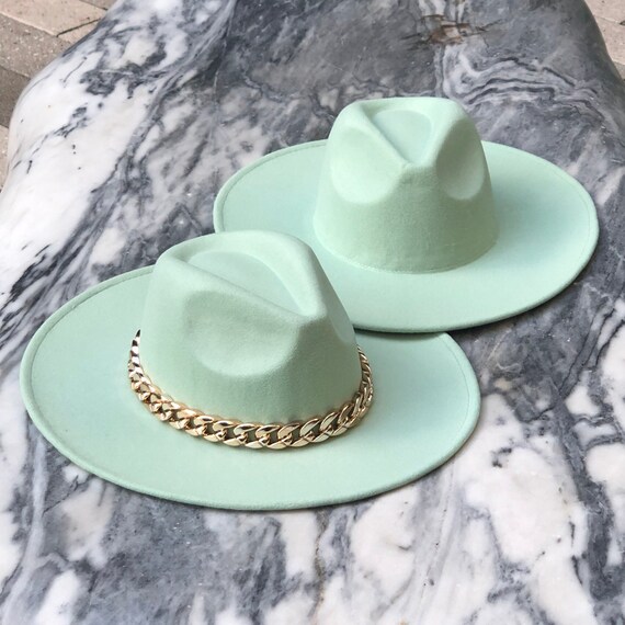 Fedora Hat Mint Fedora Wide Brim Hat 