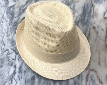 Fedora hat, Ivory fedora, classic fit fedora, jazz hat, fedora short brim hat, straw fedora hat