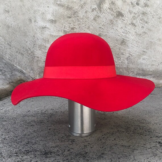 Red Floppy Brim Wool Felt Hat Wide Brim 