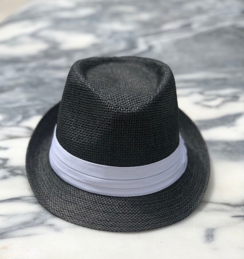 Fedora Hat Black Fedora With White Band Classic Fit Fedora Etsy Sweden