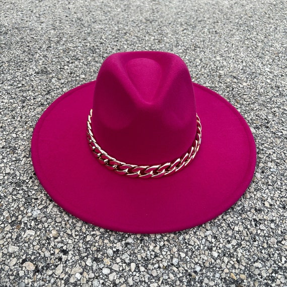 Fedora Hat Fuchsia Wide Brim Hat Fedora 