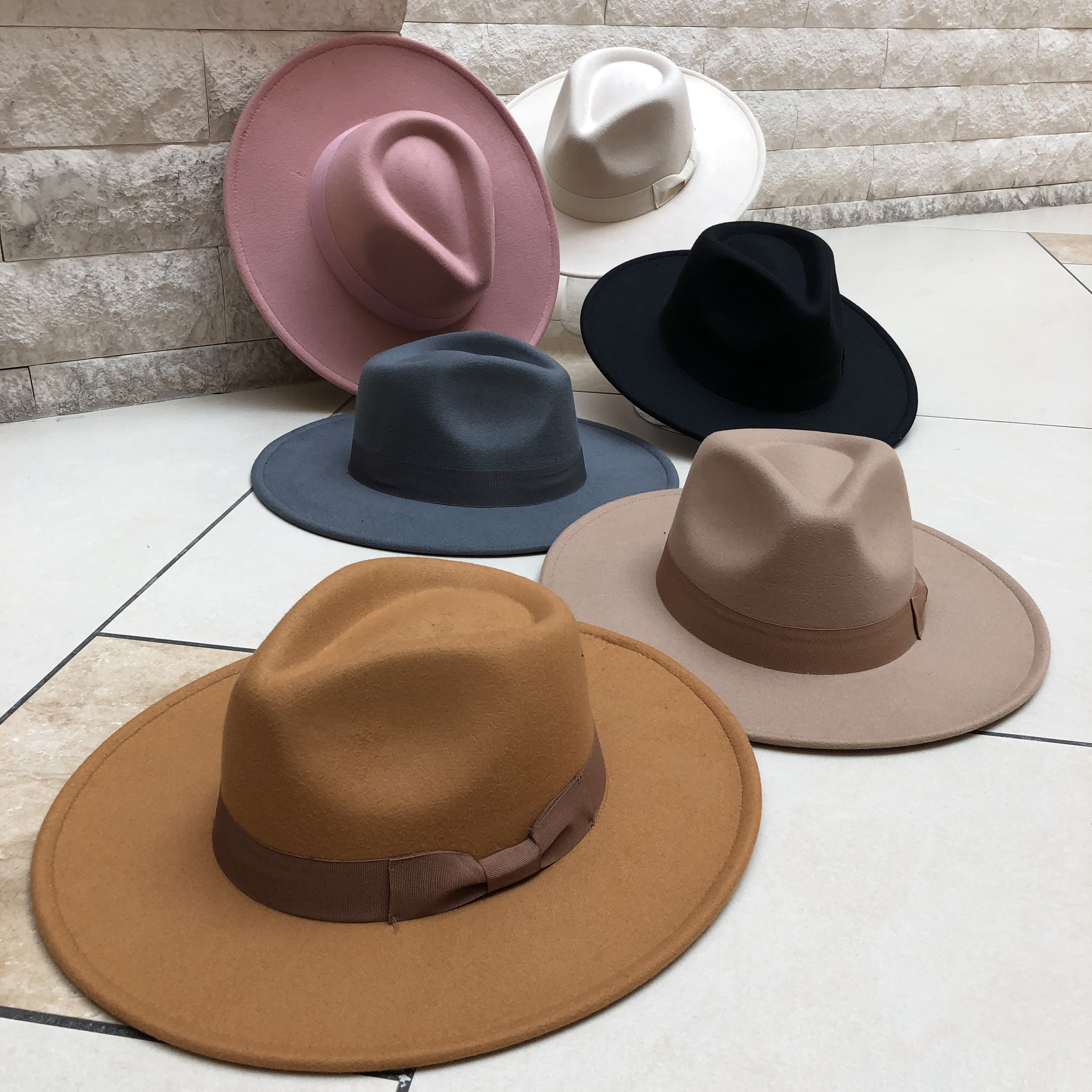 Fedora Hat, Wide Brim Hat, Vegan Felt Hat, Flat Brim Hat, Same Color Band,  Fedora for Men, Fedora for Women, Stylish Hat.. -  Israel