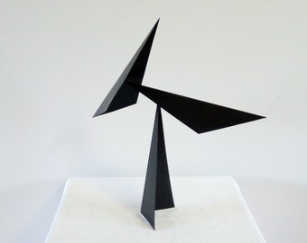 Black "Acuti" Folded Steel Mobile Table Desk Top Kinetic Sculpture Metal Art