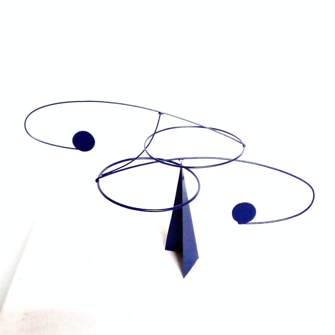 Dark Blue Double Ring Stabile Mobile Table Desk Top Sculpture