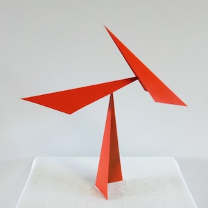 Red Acuti Folded Steel Mobile Table Desk Top Kinetic Sculpture Metal Art image 2