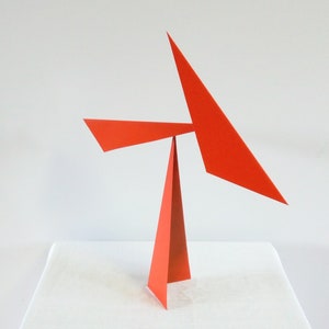 Red Acuti Folded Steel Mobile Table Desk Top Kinetic Sculpture Metal Art image 3