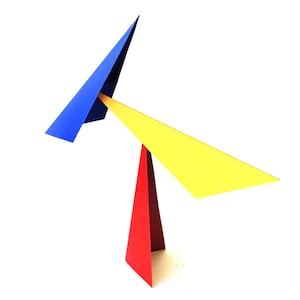 Red Blue Yellow Acuti Standing Mobile Kinetic Sculpture