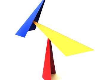 Rot Blau Gelb Acuti Stehende Mobile kinetische Skulptur