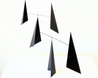 Black Folded Steel Mobile Table Desk Top Kinetic Sculpture Metal Art